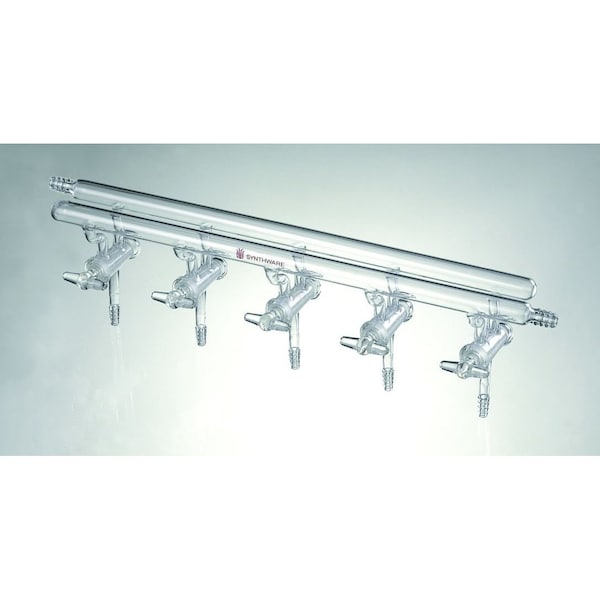 Synthware MANIFOLD, VACUUM/INERT GAS, ALL GLASS, 5 PORT, 450mm, 2 HOSE M401005 - main